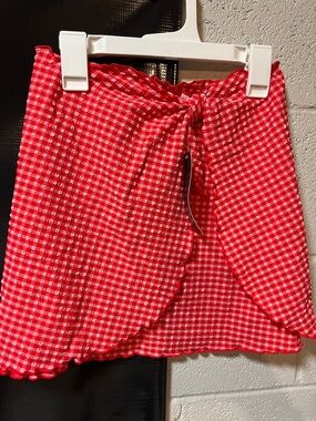 wild fable Red Gingham Tie-Front coverup